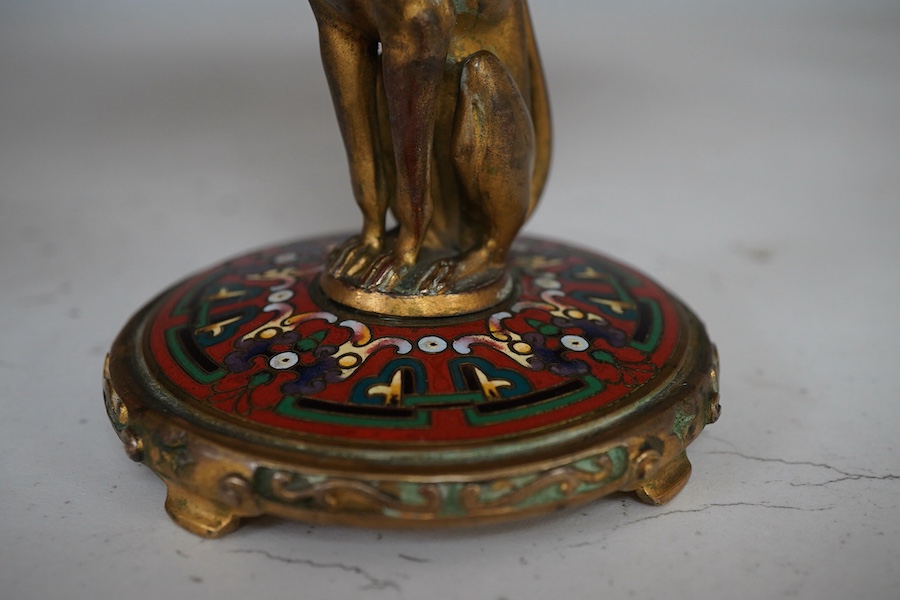 An Egyptian revival cloisonne and bronze tazza, 17.5cm